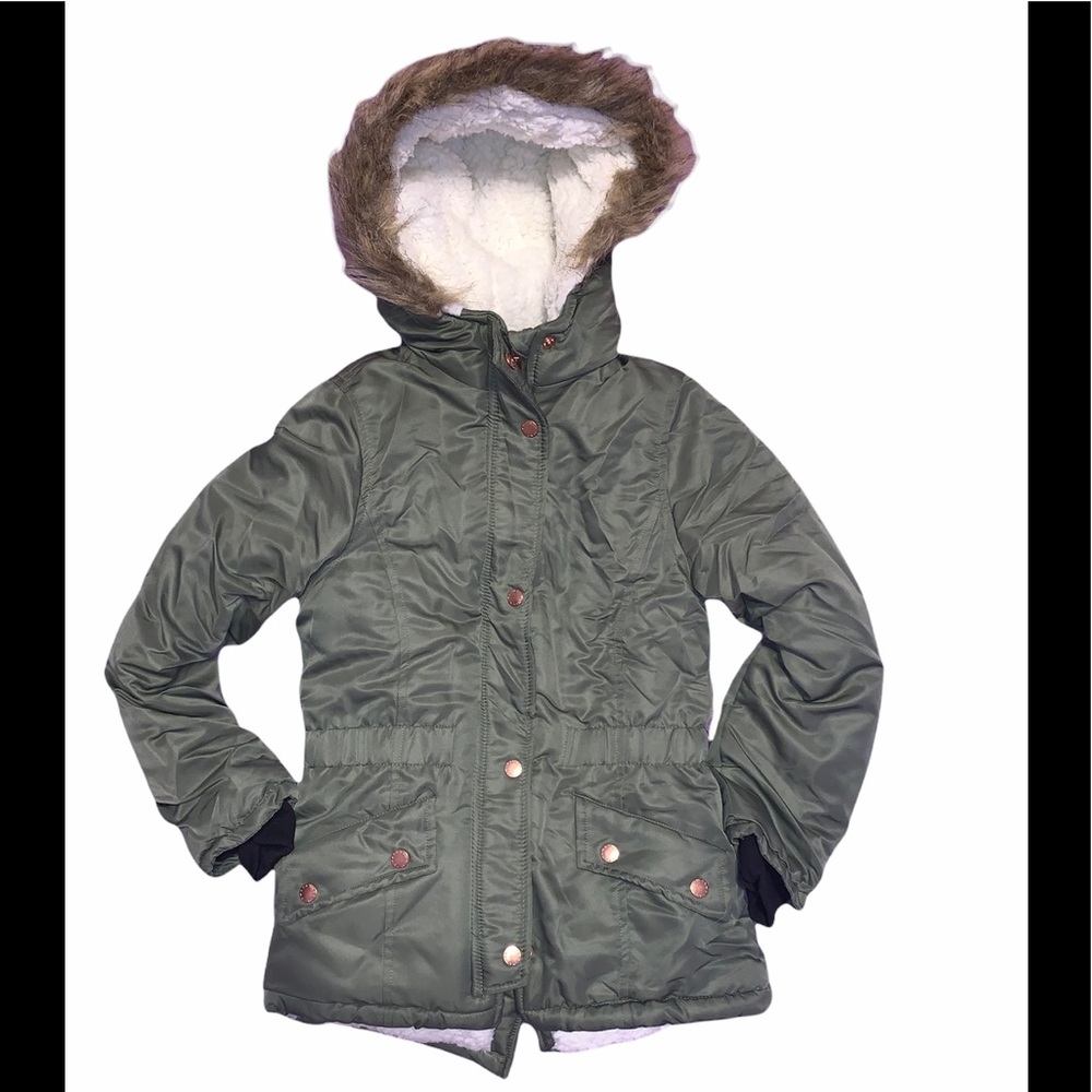 Tahari Faux Fur Hood Puffer Coat
